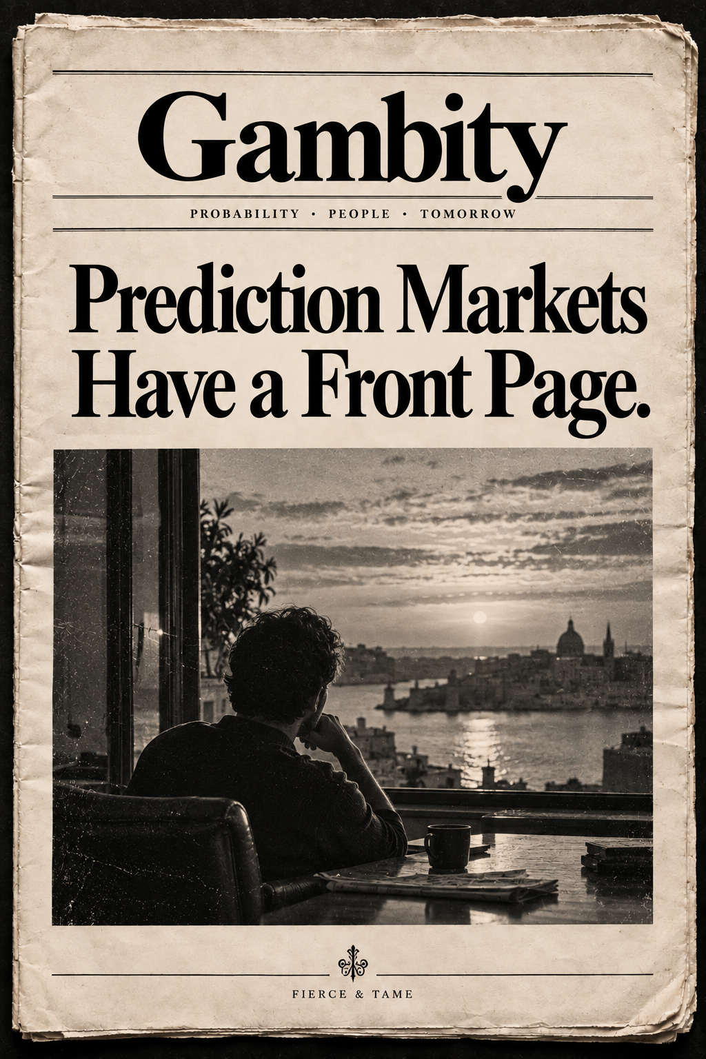 Gambity newspaper front page: Prediction Markets Have a Front Page