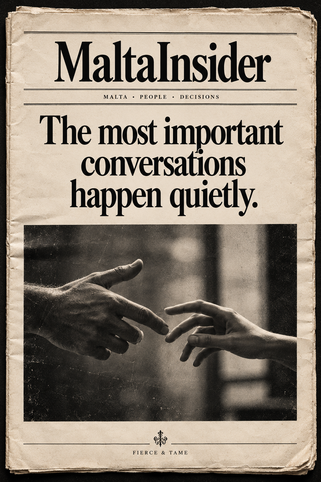 MaltaInsider newspaper front page: The most important conversations happen quietly